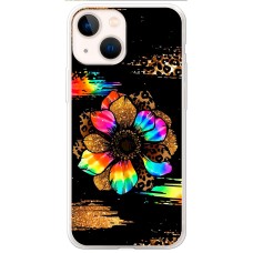 Чохол для iPhone 13 mini MixCase Леопард райдужна квітка