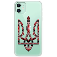 Чохол для iPhone 12 mini MixCase патріотичні тризуб з червоно-чорним орнаментом