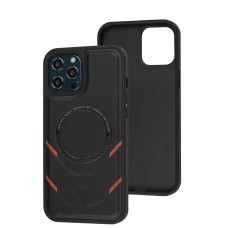 Чохол для iPhone 12 Pro Max MagSafe eco-leather + MagSafe popSocket black