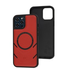 Чохол для iPhone 12 Pro Max MagSafe eco-leather + MagSafe popSocket red