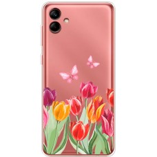Чохол для Samsung Galaxy A04 (A045) Mixcase квіти тюльпани з двома метеликами