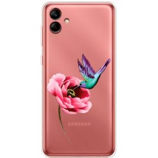 Чохол для Samsung Galaxy A04 (A045) Mixcase квіти колібрі в півоні