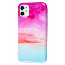 Чохол для iPhone 11 Design Mramor Glossy рожево-блакитний
