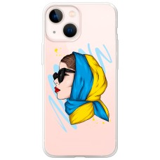 Чохол для iPhone 13 mini MixCase патріотичні дівчина в жовто-синій хустці 