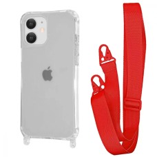 Чохол WAVE Clear Case with Strap iPhone 11 red