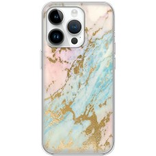 Чохол для iPhone 15 Pro MixCase мармур рожево-бірюзовий