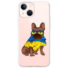 Чохол для iPhone 13 mini MixCase патріотичні мопс в жовто-синіх кольорах
