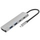 Type-C-Хаб Proove Iron Link 5 in 1 (2*Type-C + 2*USB3.0 + HDMI) silver