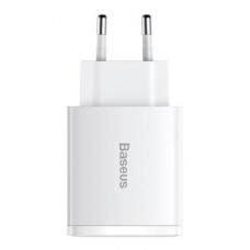 МЗП Baseus Compact Quick Charger 30W QC+ PD (1Type-C + 2USB) white