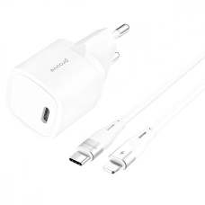 МЗП Proove Silicone Power 20W (Type-C) + Кабель Type-C to Lightning white