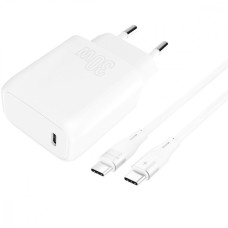 МЗП Proove Silicone Power 30W (Type-C) + Кабель Type-C to Type-C white